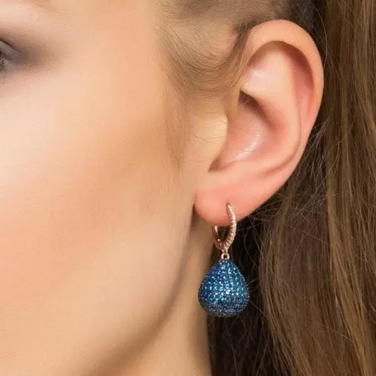 4.5ctw Round Cut Sapphire & Ruby & Emerald Pear Drop Earrings