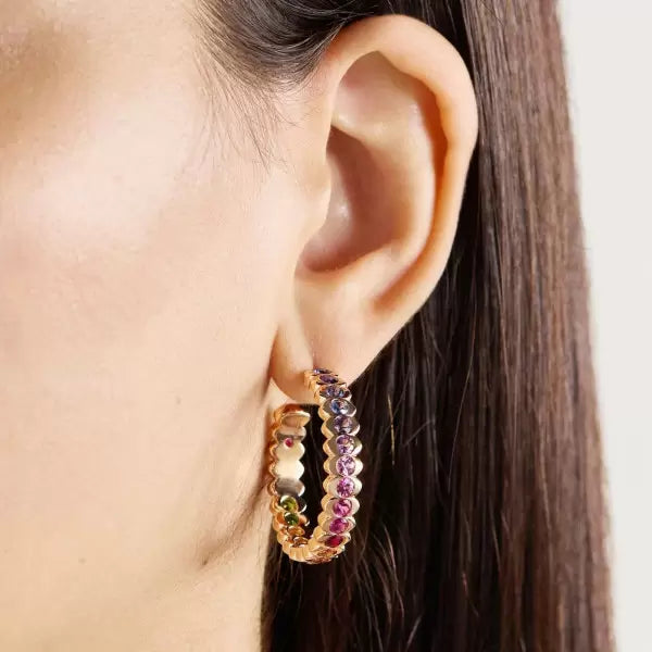 6ctw Round Cut Multi-Stone Hoop Earrings