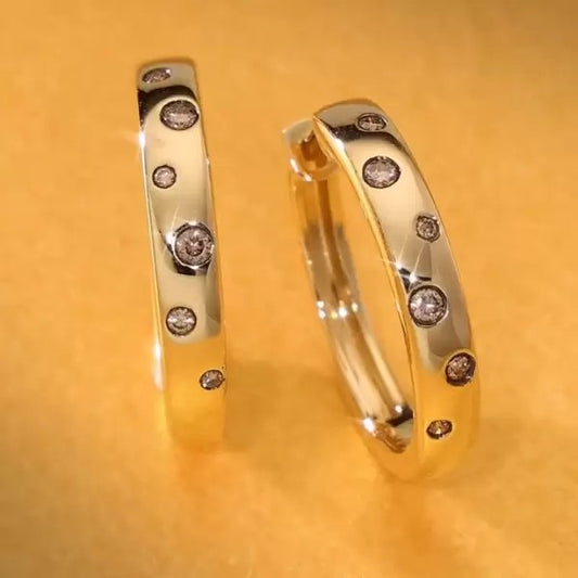 3 Carat Round Cut Champagne Hoop Earrings