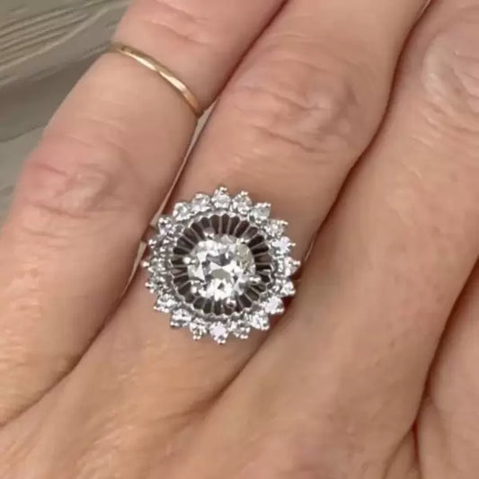 4.5ctw Round Cut White Sapphire Vintage Art Deco Ring