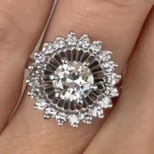 4.5ctw Round Cut White Sapphire Vintage Art Deco Ring