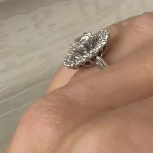 4.5ctw Round Cut White Sapphire Vintage Art Deco Ring