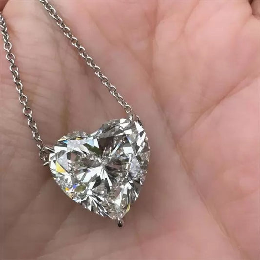 10ctw Heart Cut White Sapphire Pendant Necklace
