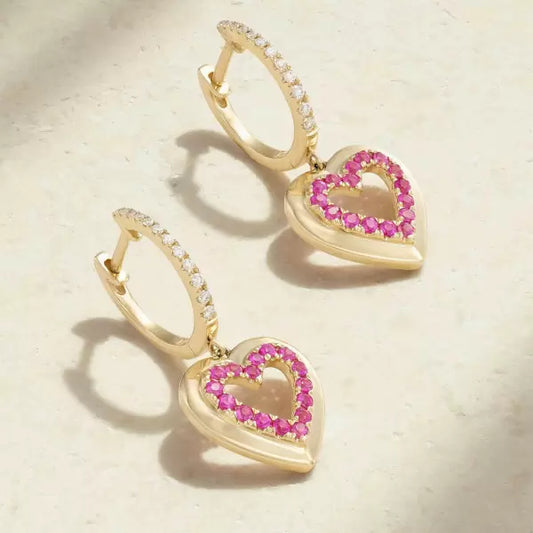 Round Cut Pink Sapphire Drop Earrings