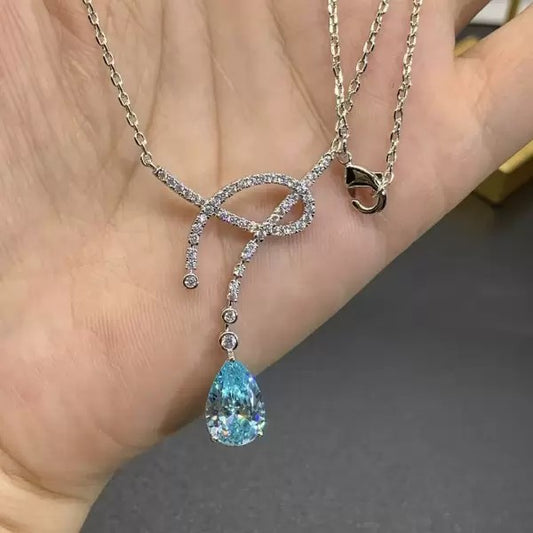 3ctw Pear Aquamarine Pendant Necklace