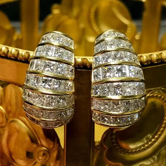 7ctw Princess Cut White Sapphire Hoop Earrings