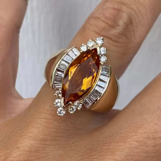 5ctw Marquise Cut Citrine Cocktail Ring