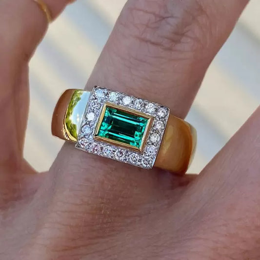 2.2ctw Emerald Cut Emerald Cocktail Ring
