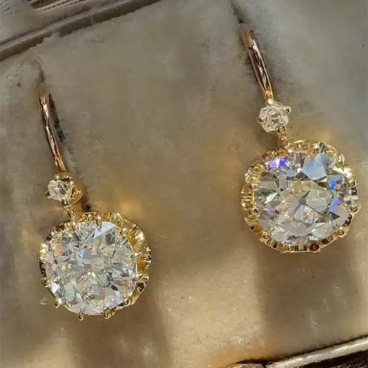 3ctw Round Cut White Sapphire Drop Earrings
