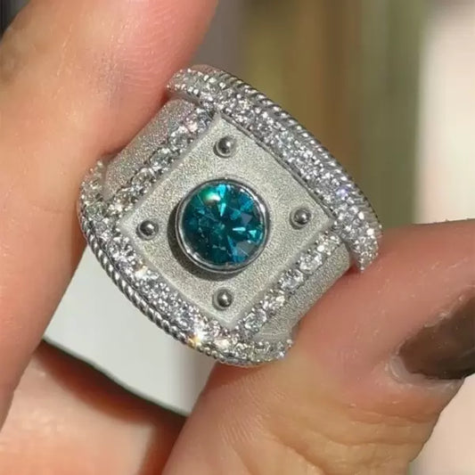 3ctw Round Cut Sapphire Cigar Ring