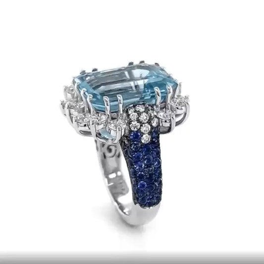 8ct Emerald Cut Aquamarine Engagement Ring