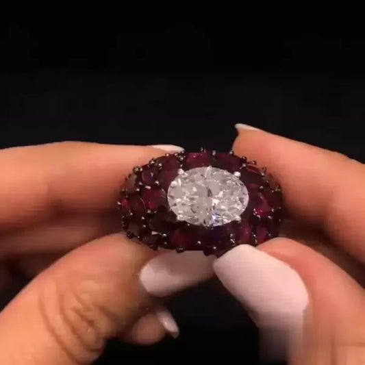 12.86ct Marquise & Oval Cut Invisible Setting Cocktail Ring