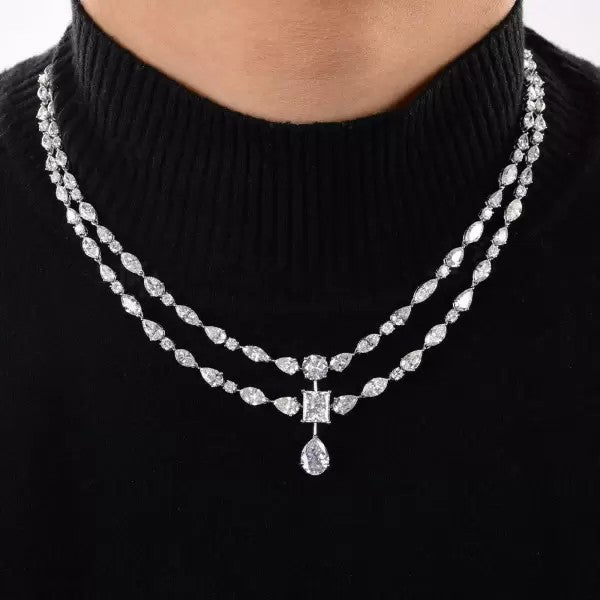 24.2ctw Multi-Cut White Sapphire Statement Necklace