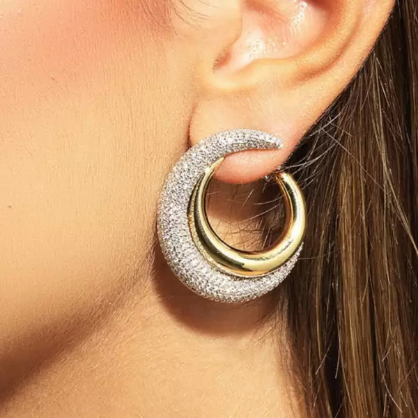 8.43ctw Round Cut White Sapphire Open Hoop Earrings