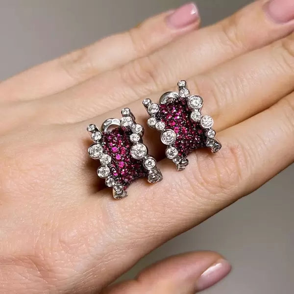 4.52ctw Round Cut Ruby Clip-on Earrings