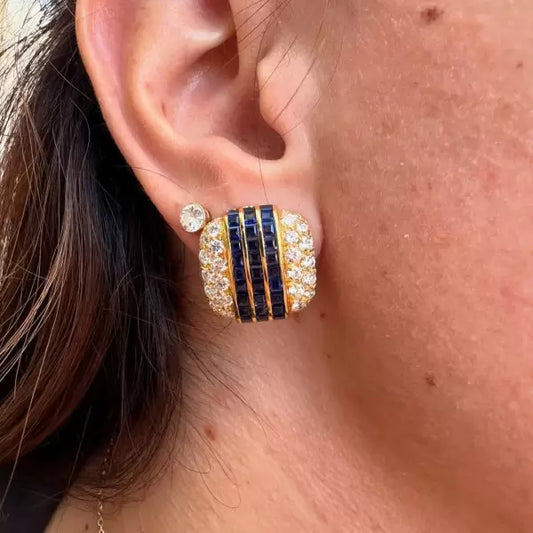 7ct Emerald Cut Sapphire Drop Earrings