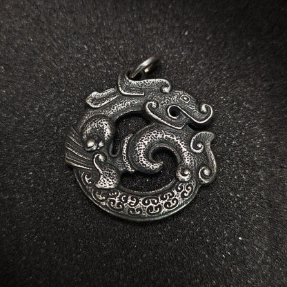 Solid 925 Sterling Silver Dragon Pendant Necklace | Vintage Original Design, Unisex Couple Style（YS-20250926-1）
