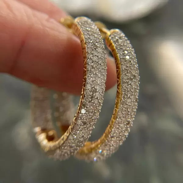 3.85ctw Round Cut White Sapphire Inside Hoop Earrings