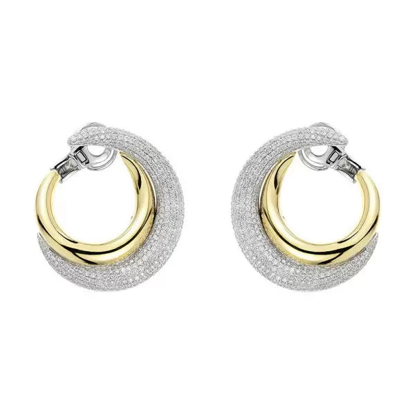 8.43ctw Round Cut White Sapphire Open Hoop Earrings