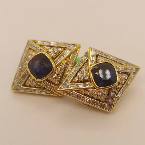7.76ctw Cushion Cut Sapphire Stud Earrings