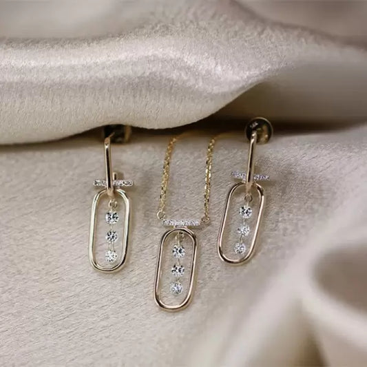 3ctw Round Cut White Sapphire Paperclip Drop Earrings