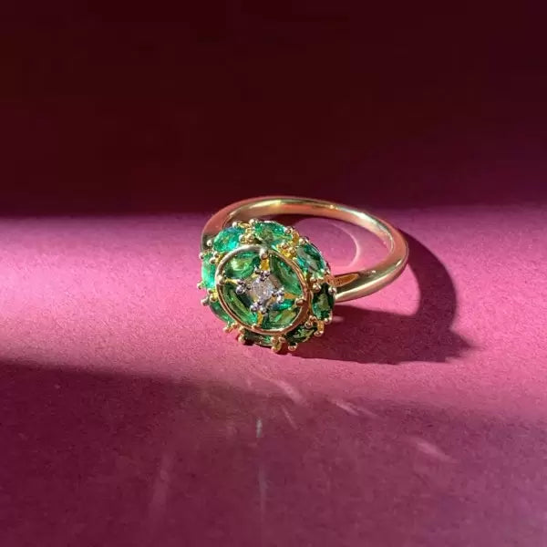 Vintage 3ctw Marquise Cut Emerald Ring