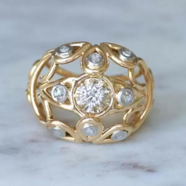 3.3ctw Round Cut White Sapphire Wire Cocktail Ball Ring