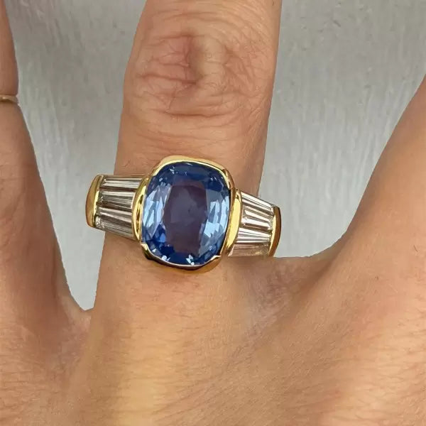 6ctw Cushion Cut Sapphire Engagement Ring