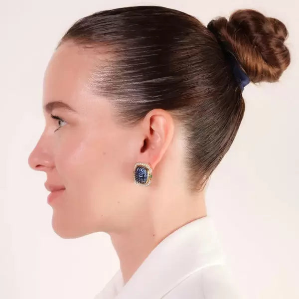 9ctw Asscher Cut Sapphire Invisible Set Stud Earrings