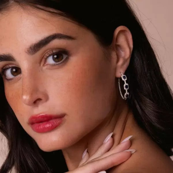 5ctw Emerald Cut Sapphire Hoop Earrings