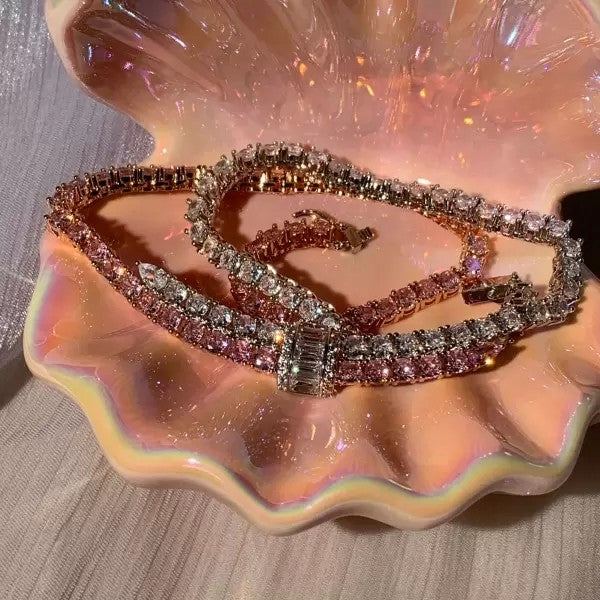 10.8ctw Round Cut Pink Sapphire Statement Necklace