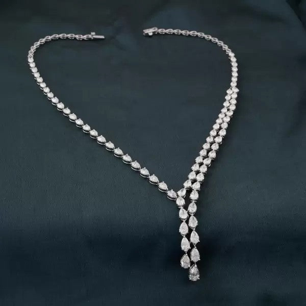 17.8ct Pear Cut White Sapphire Statement Necklace