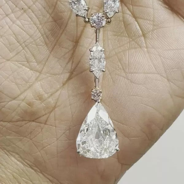 27.76ct Pear Cut White Sapphire Statement Necklace