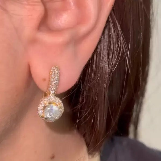 5.4Ctw Round Cut White Sapphire Vintage Drop Earrings