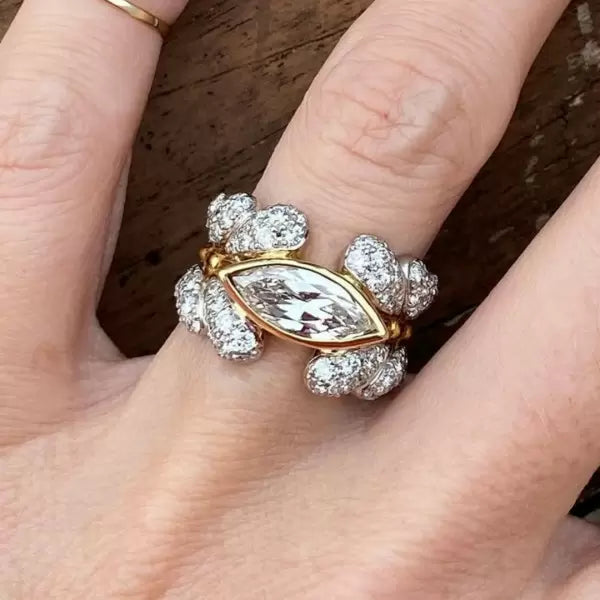 Vintage 4ctw Marquise Cut White Sapphire Ring