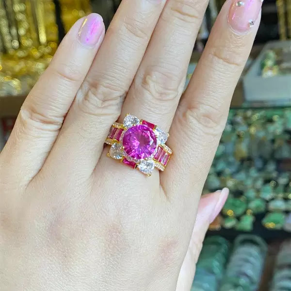 Vintage 6ctw Round Cut Ruby Ring