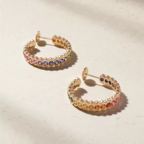 6ctw Round Cut Multi-Stone Hoop Earrings