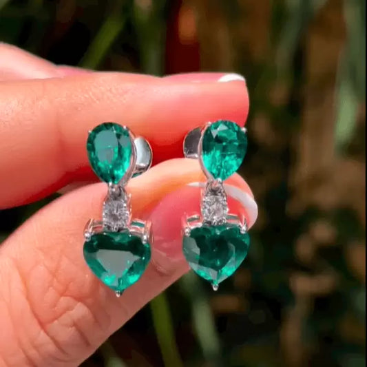 4.0ct Pear Cut Emeralds Drop Earrings