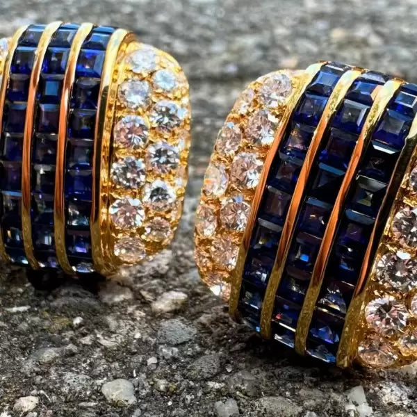 7ct Emerald Cut Sapphire Drop Earrings