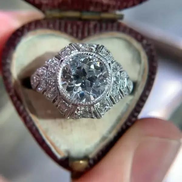 5ctw Round Cut White Sapphire Vintage Art Deco Ring