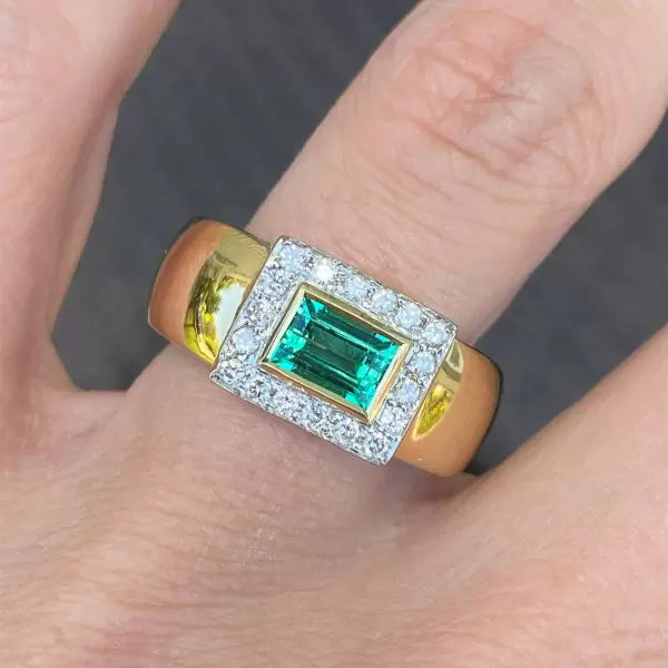 2.2ctw Emerald Cut Emerald Cocktail Ring