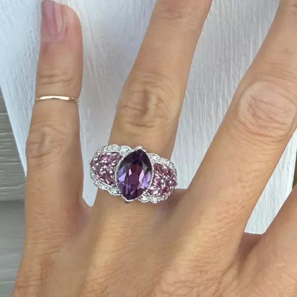 5ctw Marquise Cut Amethyst Cocktail Ring