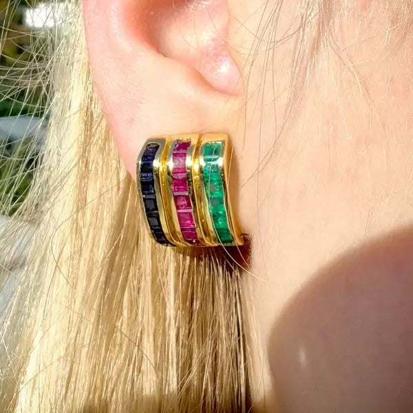 8.4ctw Asscher Cut Multi-Gemstone Stud Earrings