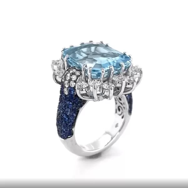 8ct Emerald Cut Aquamarine Engagement Ring