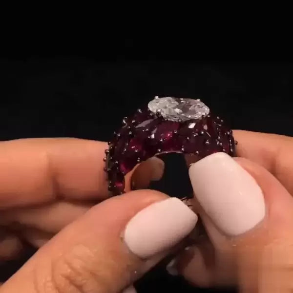 12.86ct Marquise & Oval Cut Invisible Setting Cocktail Ring