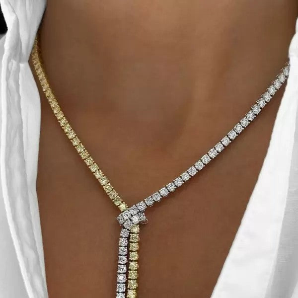 9ct Round Cut Yellow Sapphire Statement Necklace