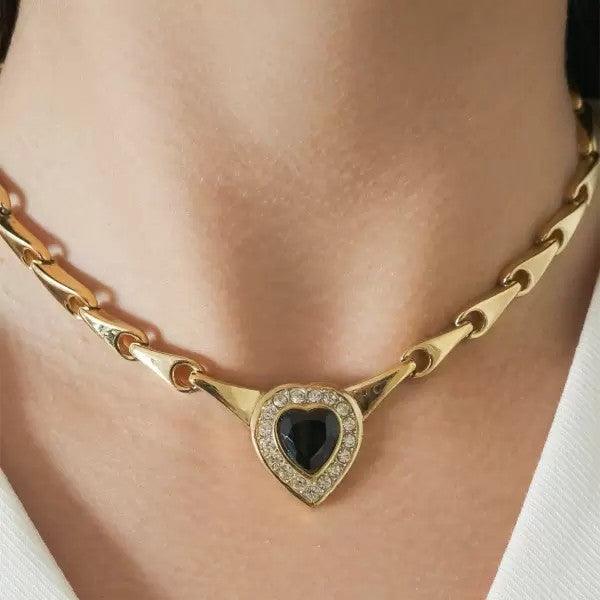 8ctw Heart Cut Black Sapphire Pendant Necklace