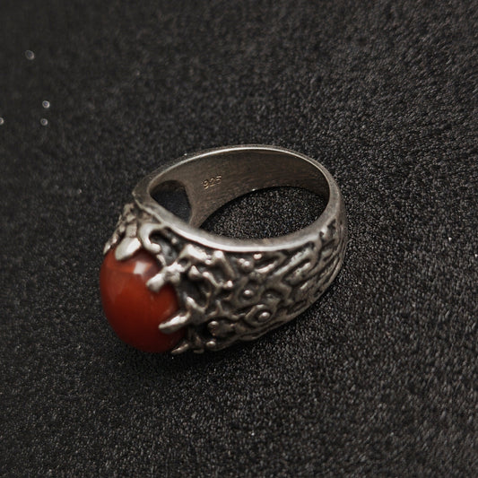 925 Sterling Silver Vintage Inlaid Ring | Trendy Hong Kong Punk Style, Unisex Fashion（YS-20250926-8）