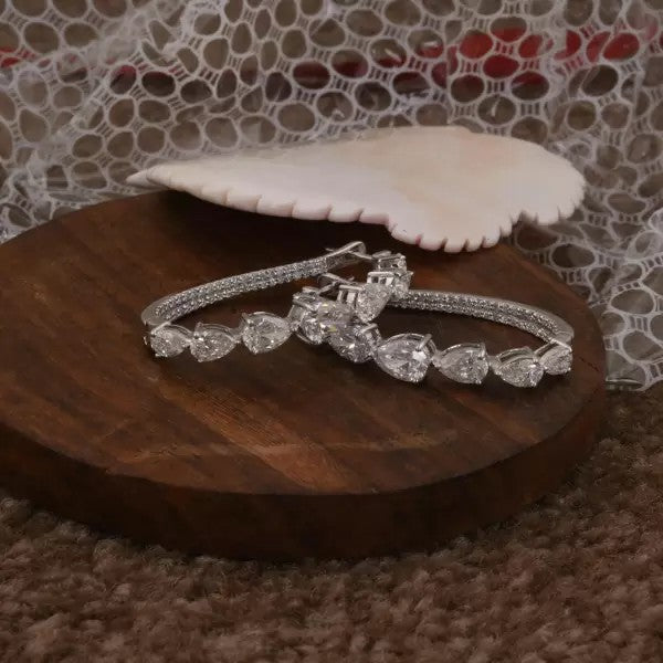 6.1ctw Pear Cut White Sapphire Hoop Earrings