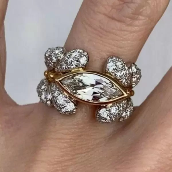 Vintage 4ctw Marquise Cut White Sapphire Ring